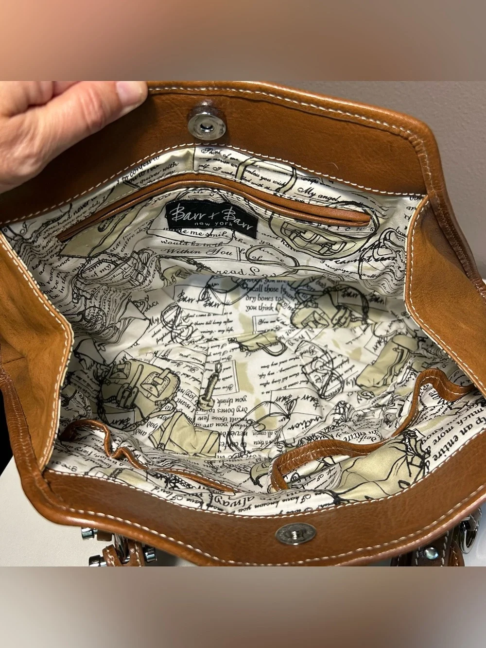 Barr + Barr New York NWT Snakeskin Leather Satchel Crossbody Handbag Purse Brown